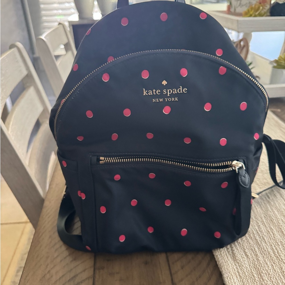 Kate Spade Black and Pink Polka Dot Backpack - Picture 2 of 5